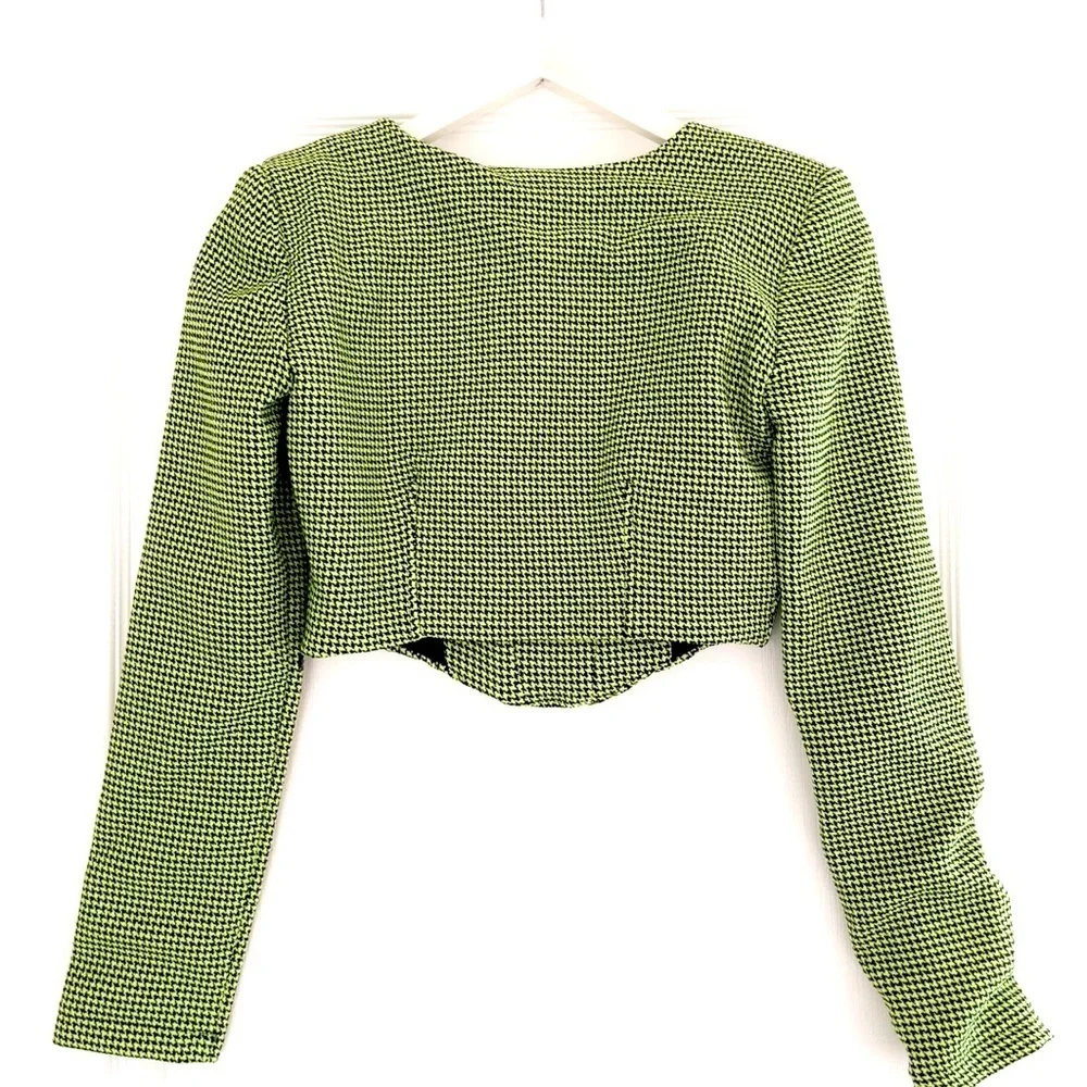 Rare Zara Cropped Green Size S plaid